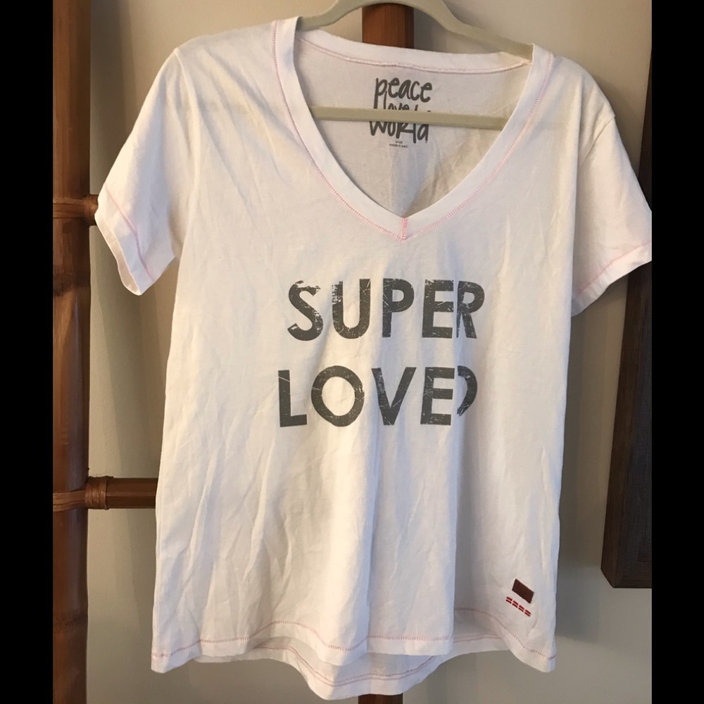 PEACE LOVE WORLD WHITE COTTON SMALL TEE NEW - Picture 9 of 10